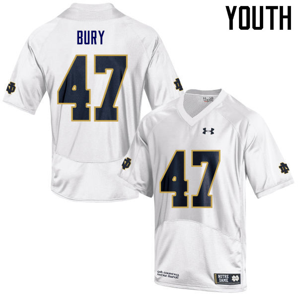 Youth #47 Chris Bury Notre Dame Fighting Irish College Football Jerseys Sale-White - Click Image to Close